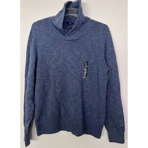 Gap Sweater Mens Blue Crochet Pullover Collared Long Sleeve Cotton Size‎ Large